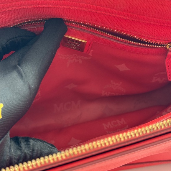 MCM Pink Leather Satchel Bag with Gold Hardware - Picture 12 of 15